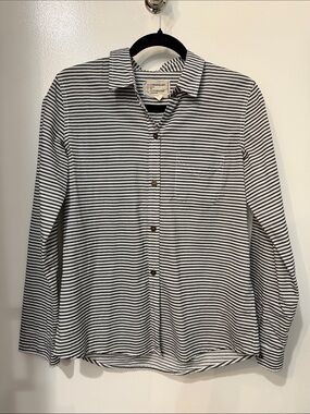 Current/Elliott Navy and White Striped Button-Up Shirt